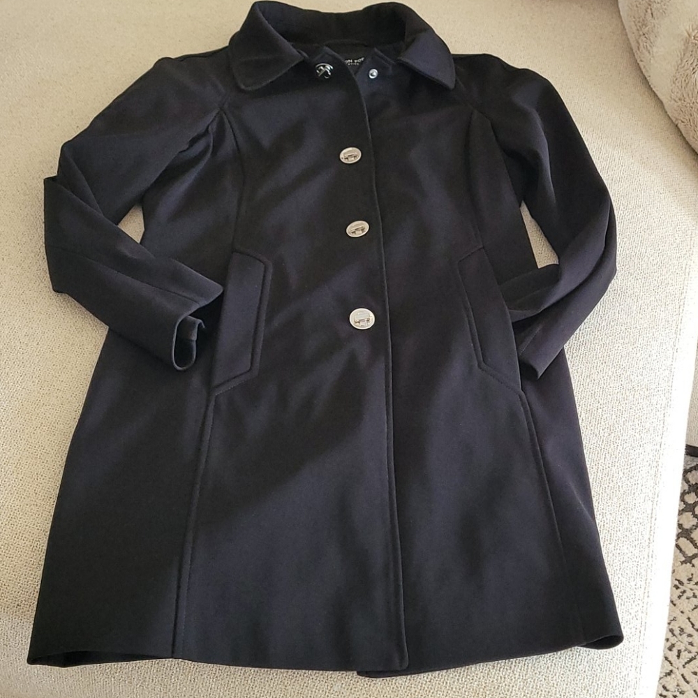 London Fog Black Single-Breasted Wool-Blend Coat